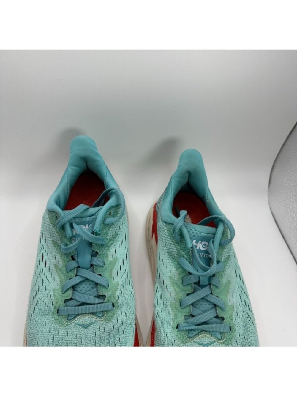 Hoka One One W Clifton 8 Shoes Womens Size 5.5B Blue Red Running Cushioned - Picture 4 of 9